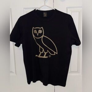 OVO Men’s Black Tee with Iconic Gold Owl Graphic - Medium